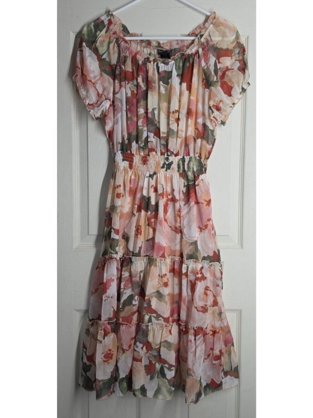 Kate & Lily Floral Tiered Dress Womens 8 Cottagecore Boho Peasant Off Shoulder